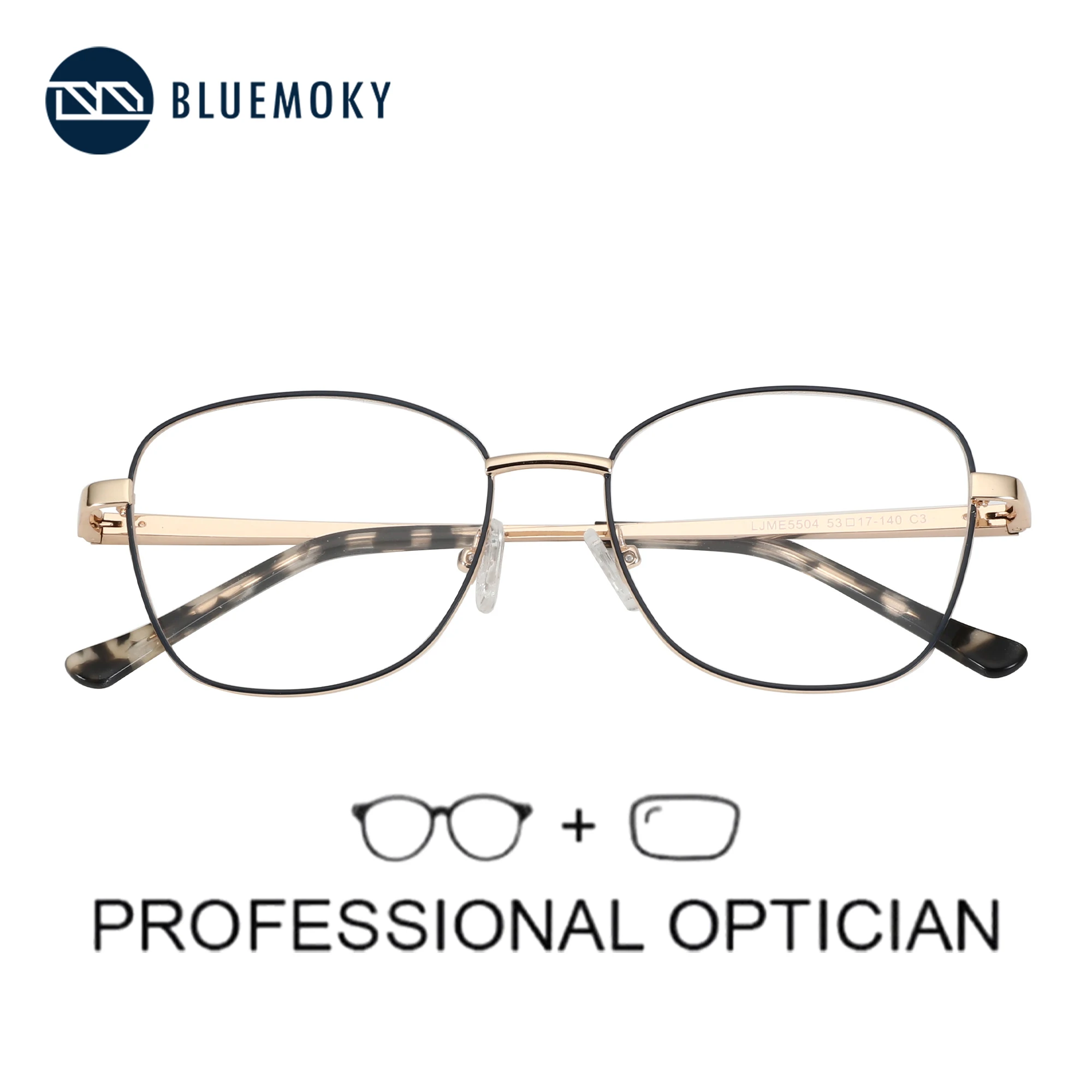 

BLUEMOKY M Size Metal Square Prescription Glasses Anti Blue Light Myopia/Progressive/Photochromic Optical Eyeglasses For Women