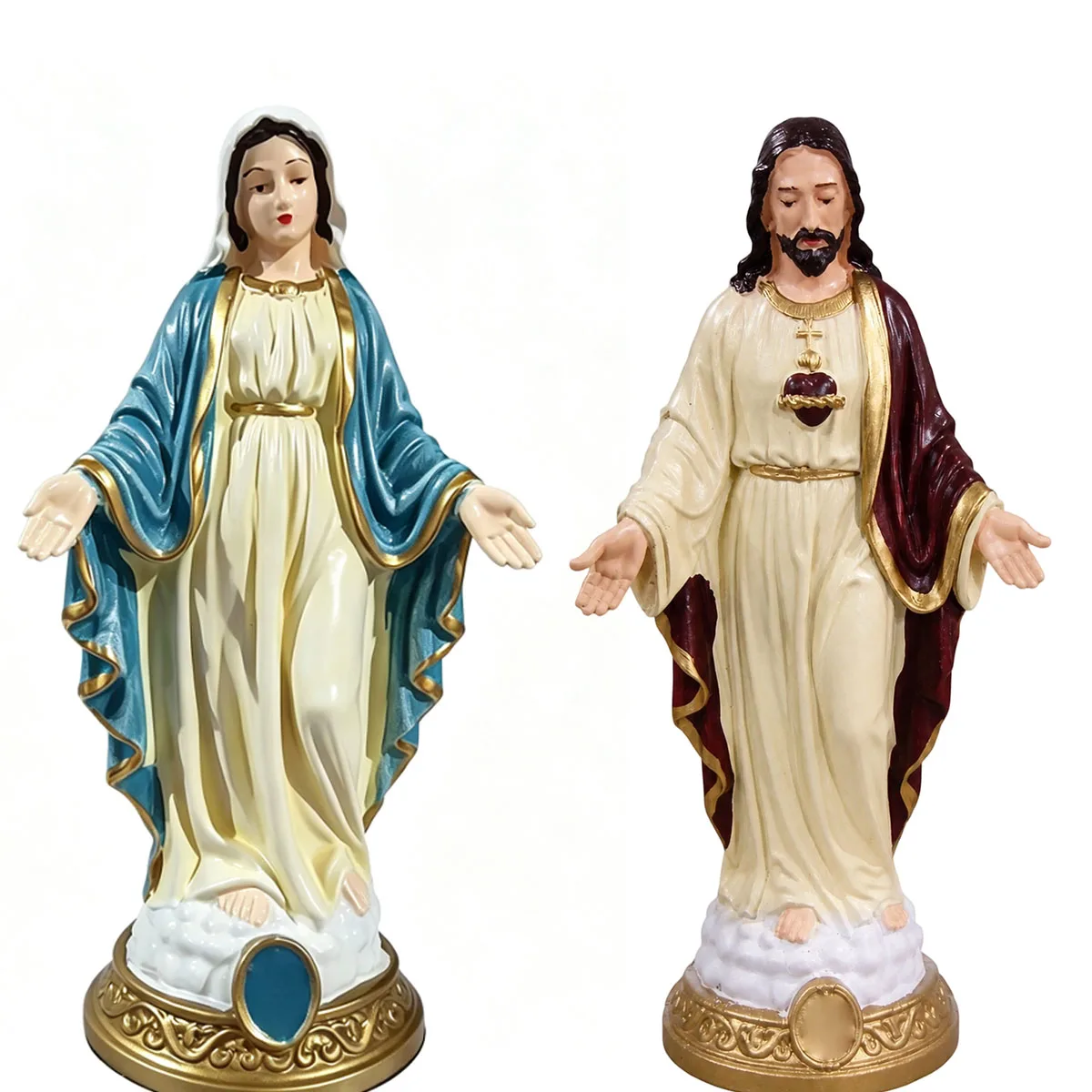 Ensemble de Statues Religieuses Jésus et Marie, Figurines en Résine de 8 Pouces, Mère Bienheureuse, Décoration de Bureau Catholique, Cadeau pour Autel de Prière
