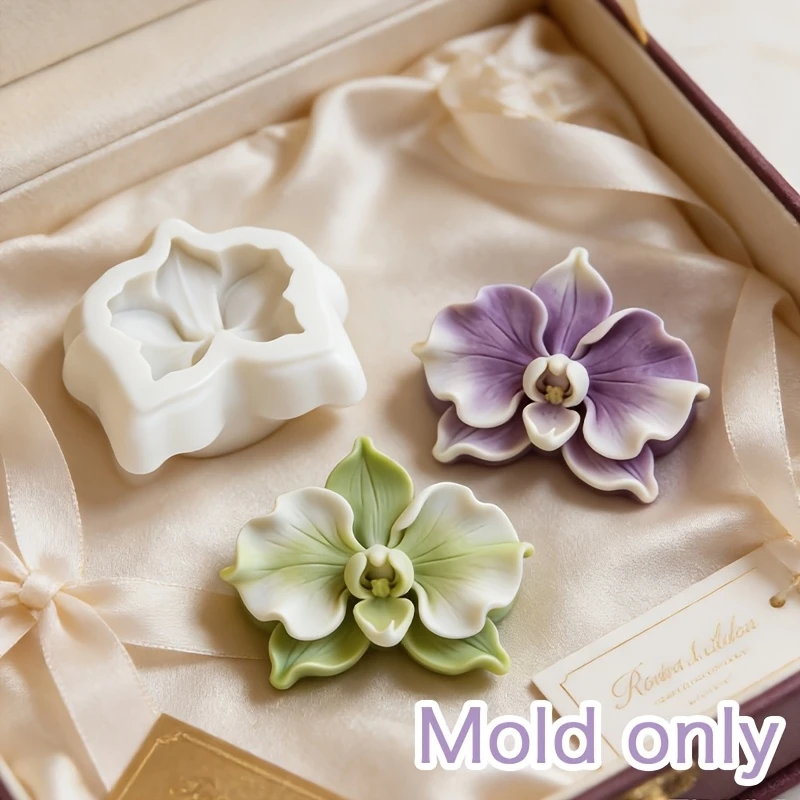 1 Orchid-shaped candle silicone mold ，Can Be Used Repeatedly，Suitable for scented candles，Soap making Home Decoration Desktop De