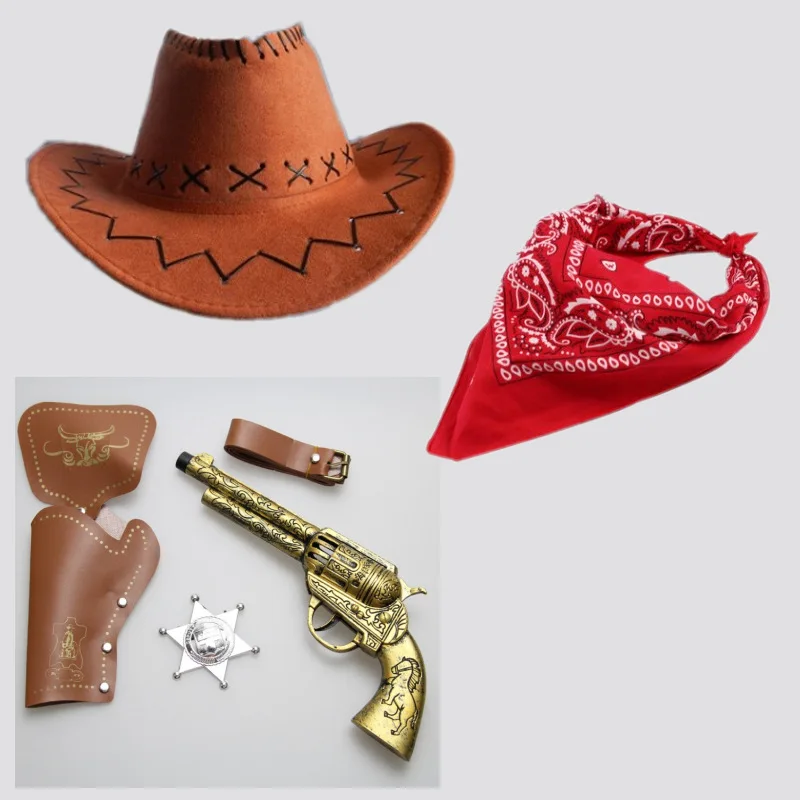Puntelli a sfera in maschera Retro Western Cowboy Gun adulti e bambini giocattolo arma fondina cintura capitolo plastica Sea Gun
