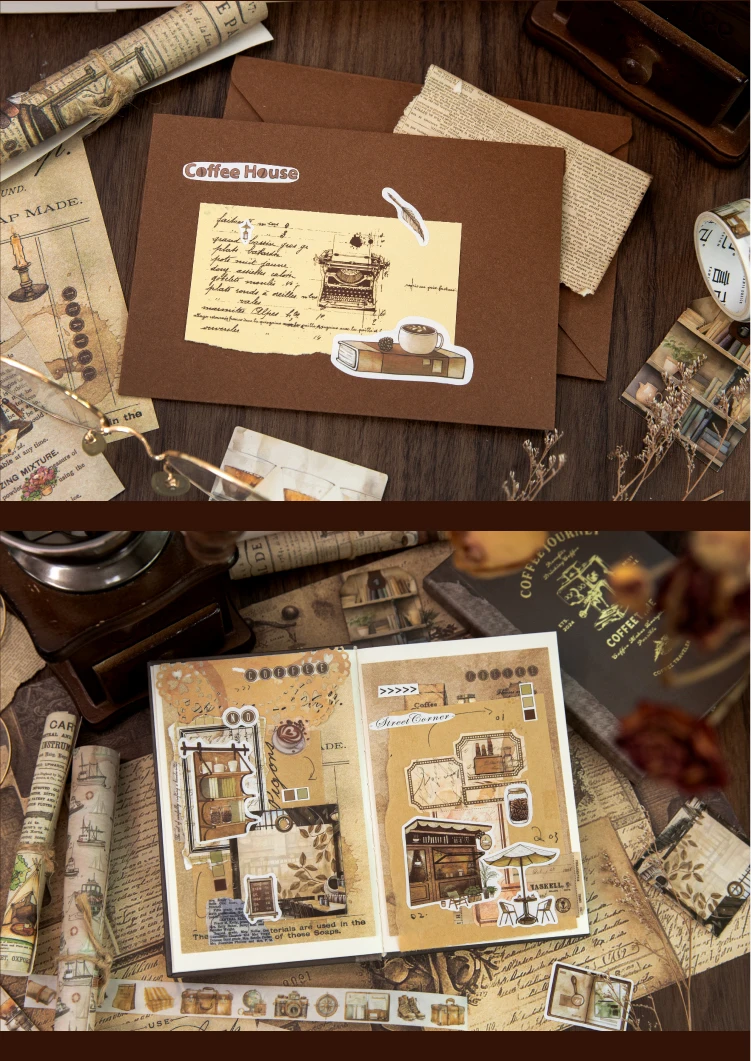 Journal GO 65-teiliges Set Retro Journaling Geschenkbox, Komplettes Vintage Scrapbook-Kit mit Papier & Aufklebern für Planer, Junk Journals – Detail 9
