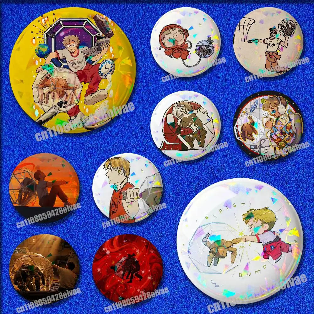 For P-Project Hail Mary Ryland Grace Rocky Pins Insignia Badge Pin Cover Emblem Round Ornament 75mm Cosplay Brooch Button