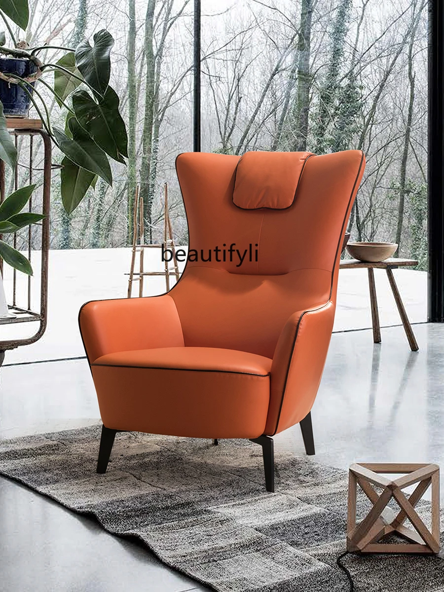 Nordic Leather Sofa Living Room Single Minimalist Modern Tiger Leisure Leather Chair