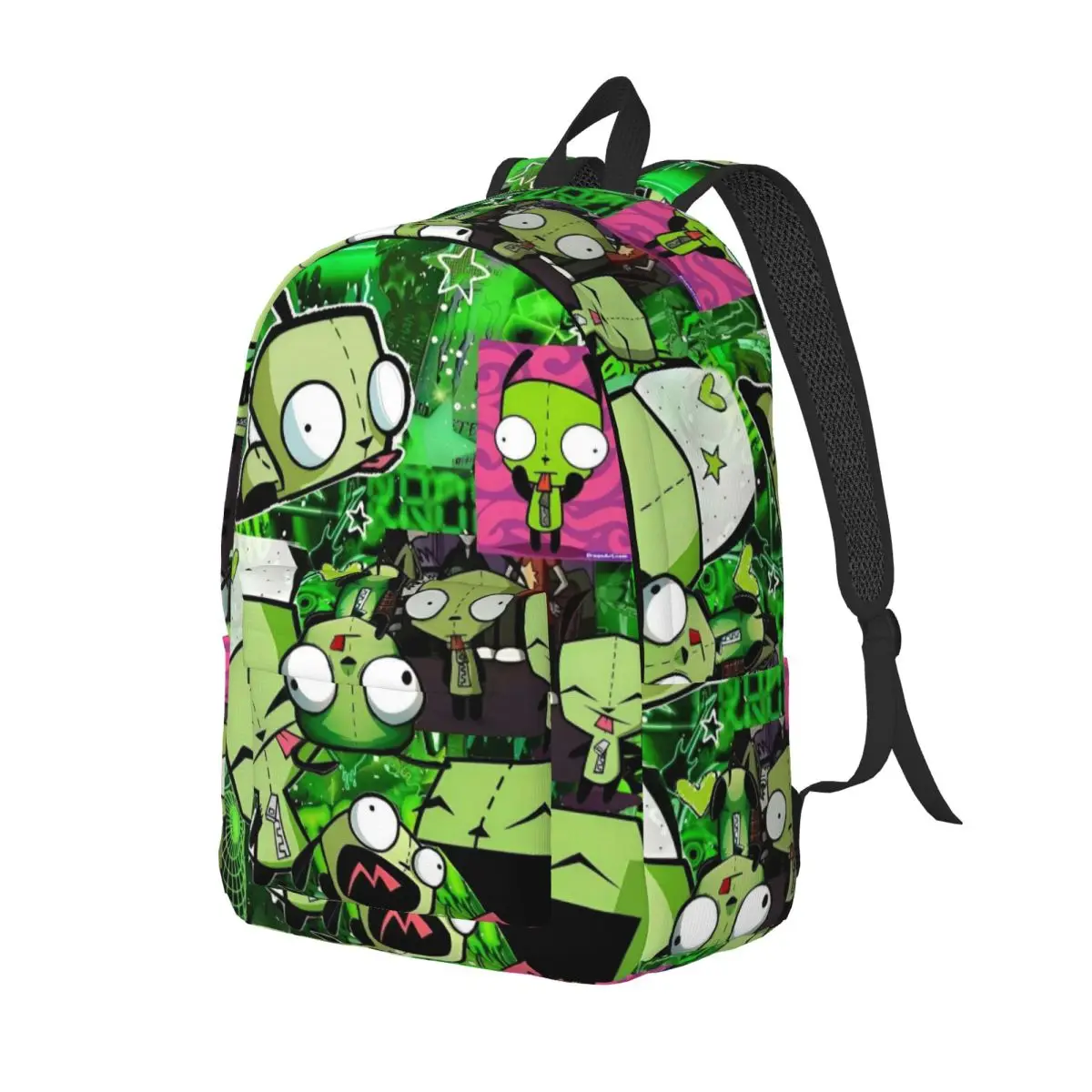Invader Zim Gir Cartoon Backpack for Men Women Teenage High School Hiking Travel Daypack Laptop Computer Canvas Bags Sports
