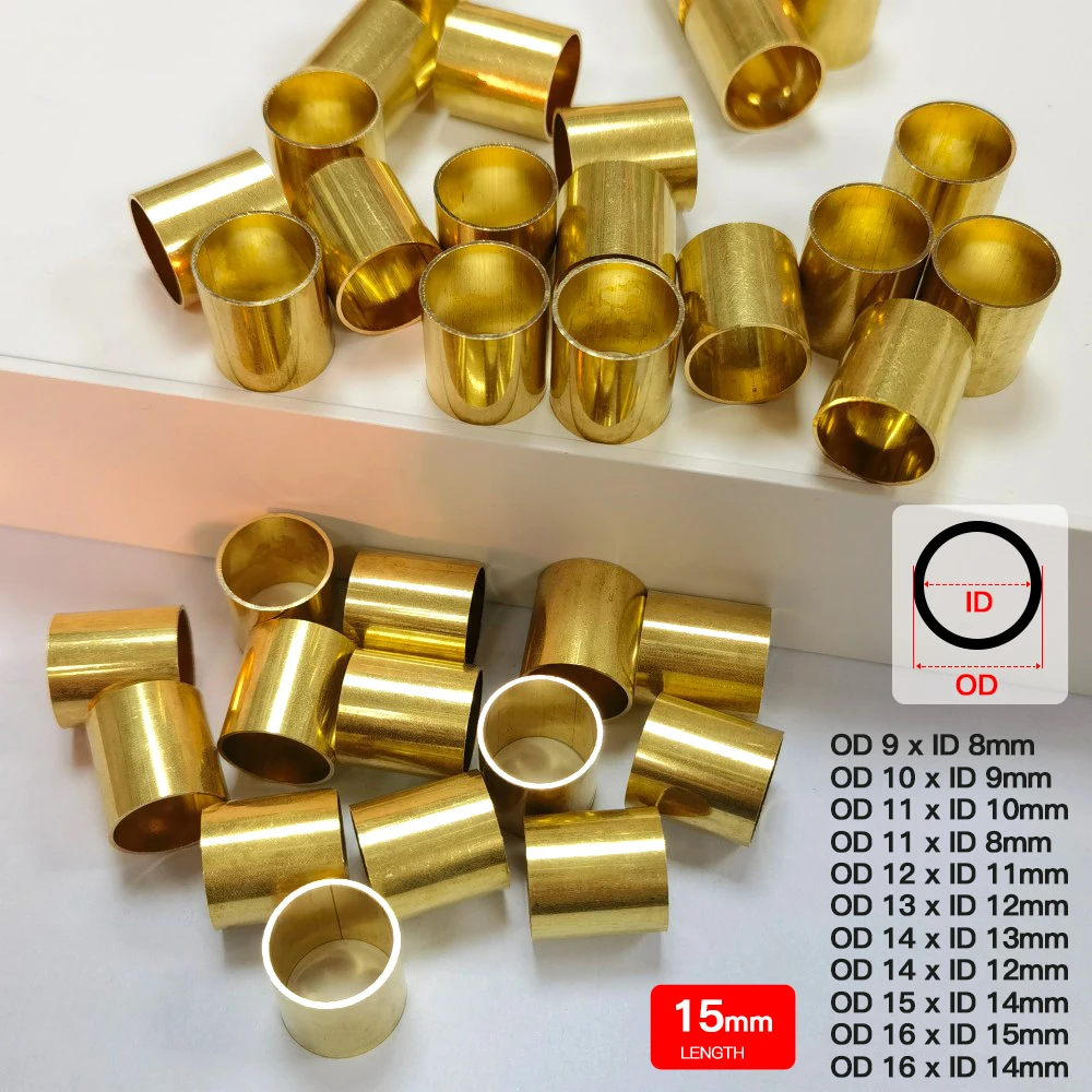 Brass Tube Wall Thickness 0.5mm OD 9-16mm Length 15mm for DIY Hand Tool High-Quality Brass Sleeve Pipe 10-50pcs Small Wholesale