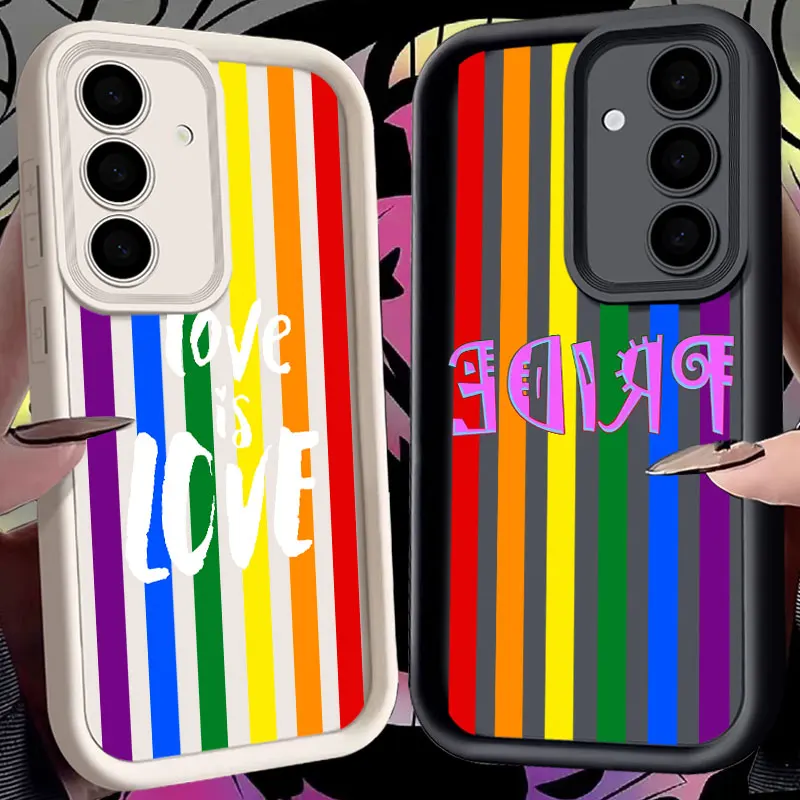 LGBT Rainbow Love is Love Pride Flag For Samsung Galaxy S24FE Phone Case S24 S23 S21 S20 Fe S25 Ultra S22 Plus S23 5G Back Cover