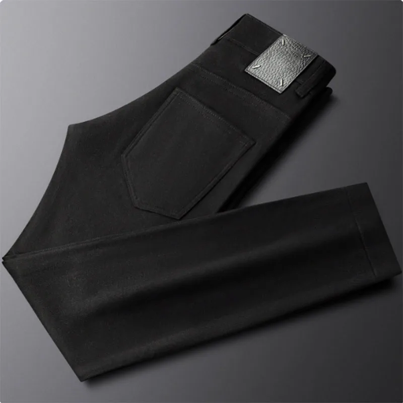 Contains wool ~ casual business pants for men slim autumn and winter thick men's mulberry silk small feet men's pants trendy