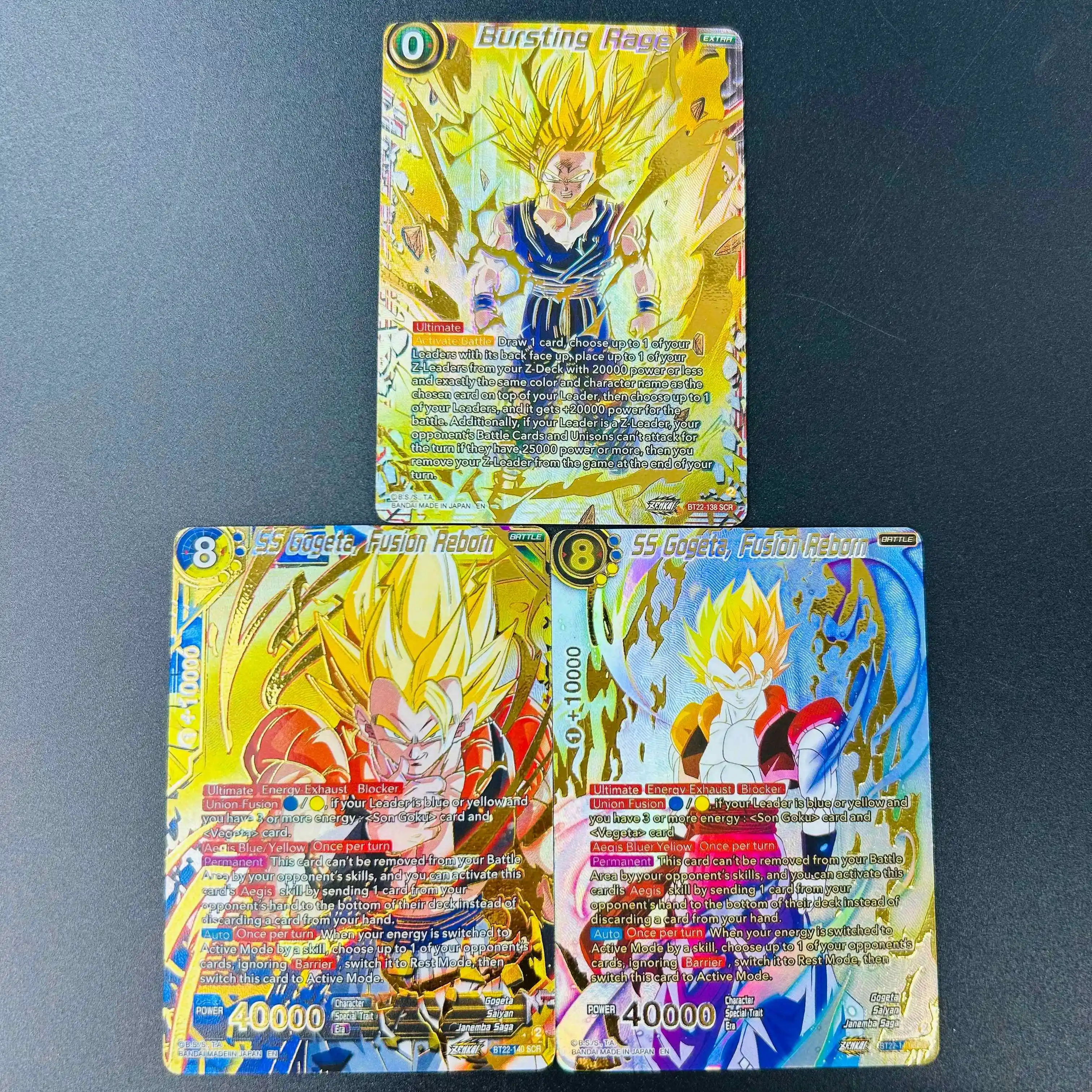 Dragon Ball Super 3PCS Goku & Gogeta Full Art Holo DIY Textured Mint Premium Anime Collectible Card Set
