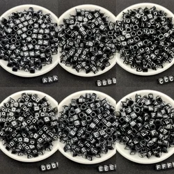 100-500pcs Acrylic Black Color A-Z Letter Beads Square Cube Alphabet Spacer Beads For Jewelry Making Diy Bracelet Accessories