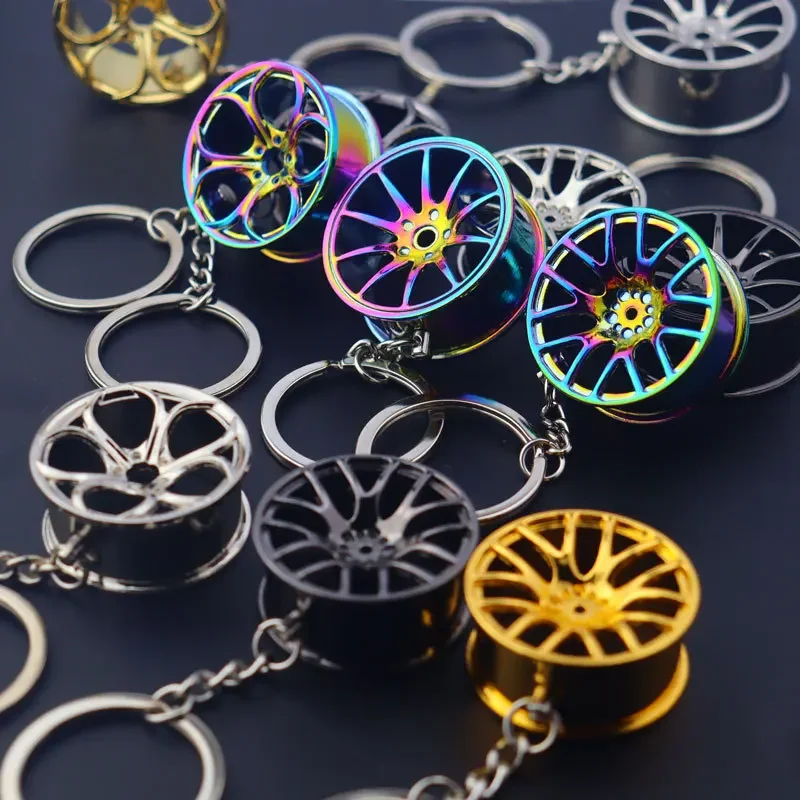 Metal Keychain Car Wheel Key Chain Auto Key Ring Pendant Car Styling Accessories image 2