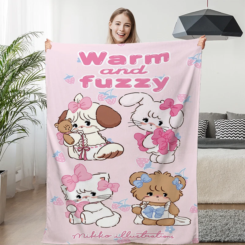 Fleece Blanket Sofa M-Mikkos Cute Warm Knee Bed Camping Custom Nap Fluffy Soft Blankets for Winter King Size Microfiber Bedding