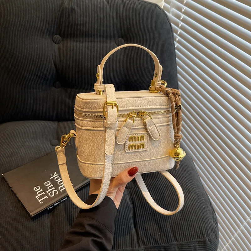 

Женская сумка-коробка из шаровидной кожи 2025 года, элегантная структурированная мини-кошелек, универсальная сумка через плечо, шикарная и компактная