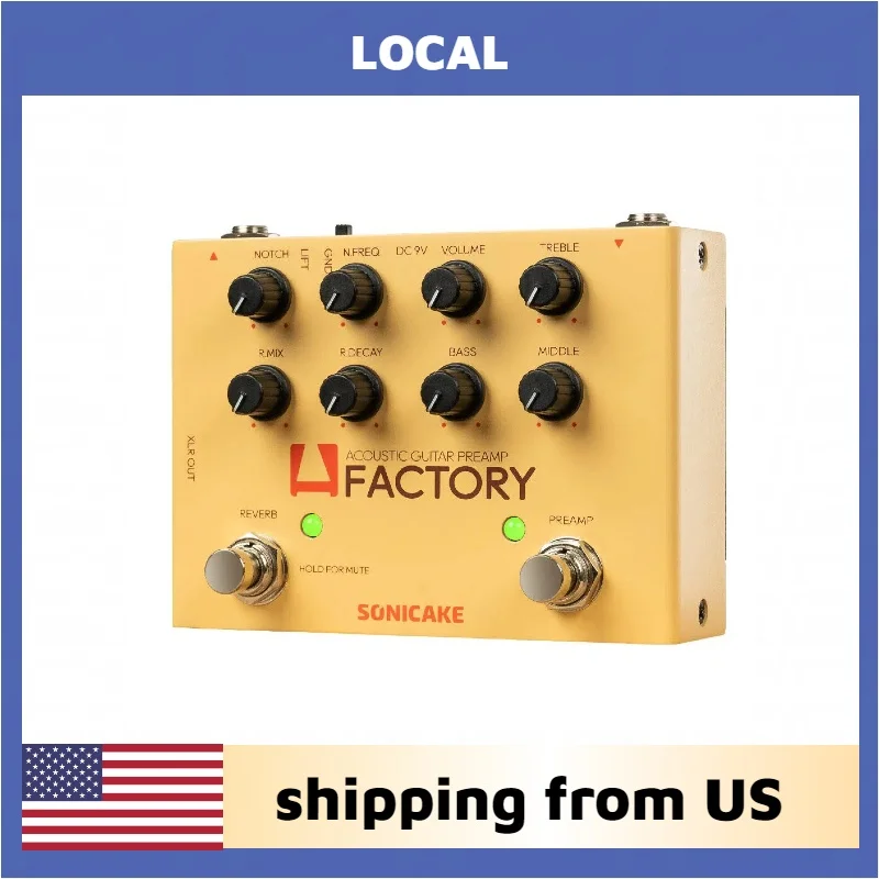 

Педаль эффектов для акустической гитары SONICAKE Local A Factory с аналоговым предусилителем и цифровым ревербератором, для акустических инструментов, с выходом XLR