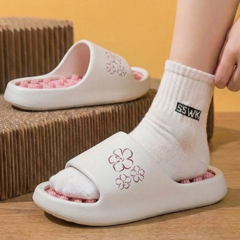 Unisex Acupressure Foot Massage Slippers EVA Hollow Out Non-Slip Slides Women Men Summer Foot Care Shower Sandals 2027