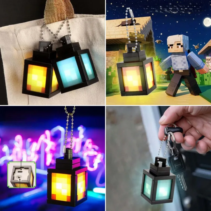Периферийная модель Mine Craft, мини-фонарь, брелок для ключей, мини-брелок, светящаяся модель душа, подвеска на рюкзак, подарки для детей Периферийная модель Mine Craft, мини-фонарь, брелок для ключей, мини-брелок, светящаяся модель душа, подвеска на рюкзак, подарки для детей