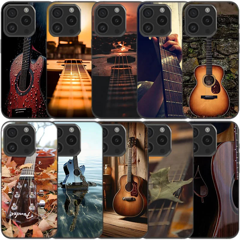 Guitar Collection Clear Phone Case For Apple iPhone 12 13 Mini 11 14 15 16 Pro Max Cover XS MAX XR Soft