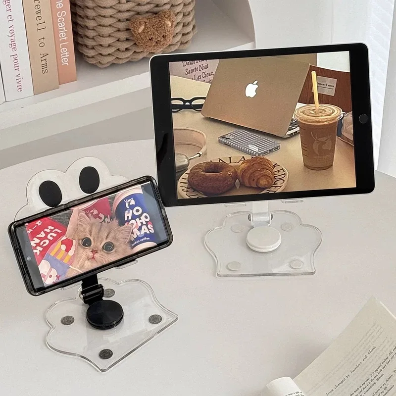 Cute Phone Stand Height Adjustable Phone Desktop Mount Acrylic Cat Claw Stand For Recording Video Charger Compatible