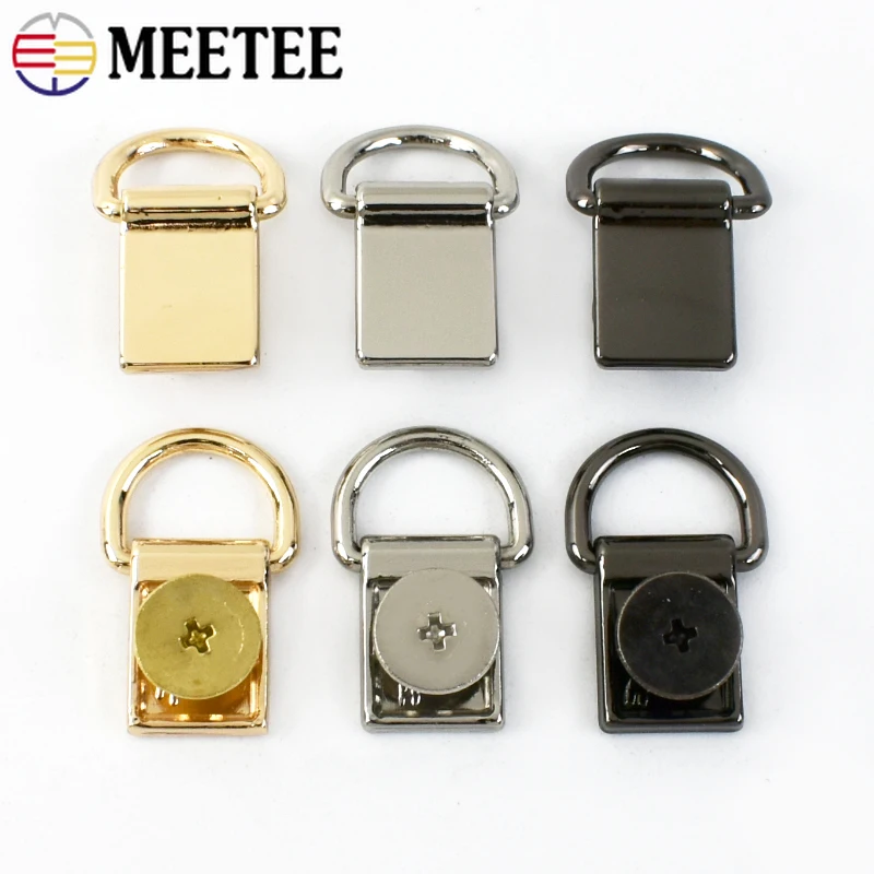 4/10/20Pcs Meetee Metal D Ring Bag Side Clip Buckles With Screws Leather Strap Connector Hook Clasp Hanger DIY Craft Accessories