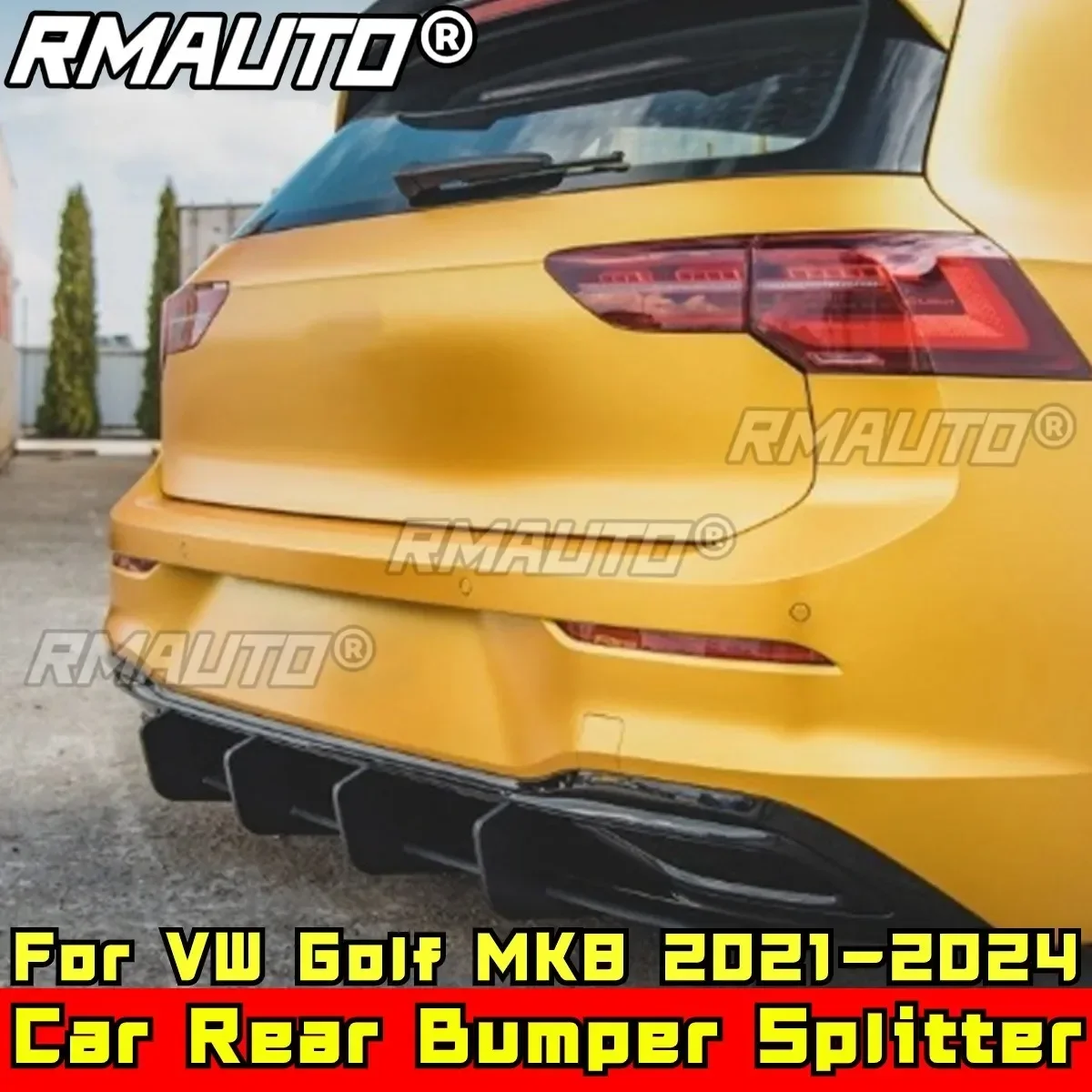 

For VW Golf MK8 2021-2024 Body Kit Rear Bumper Splitter Glossy Black Sport Style Bumper Cover Diffuser Car Accessories