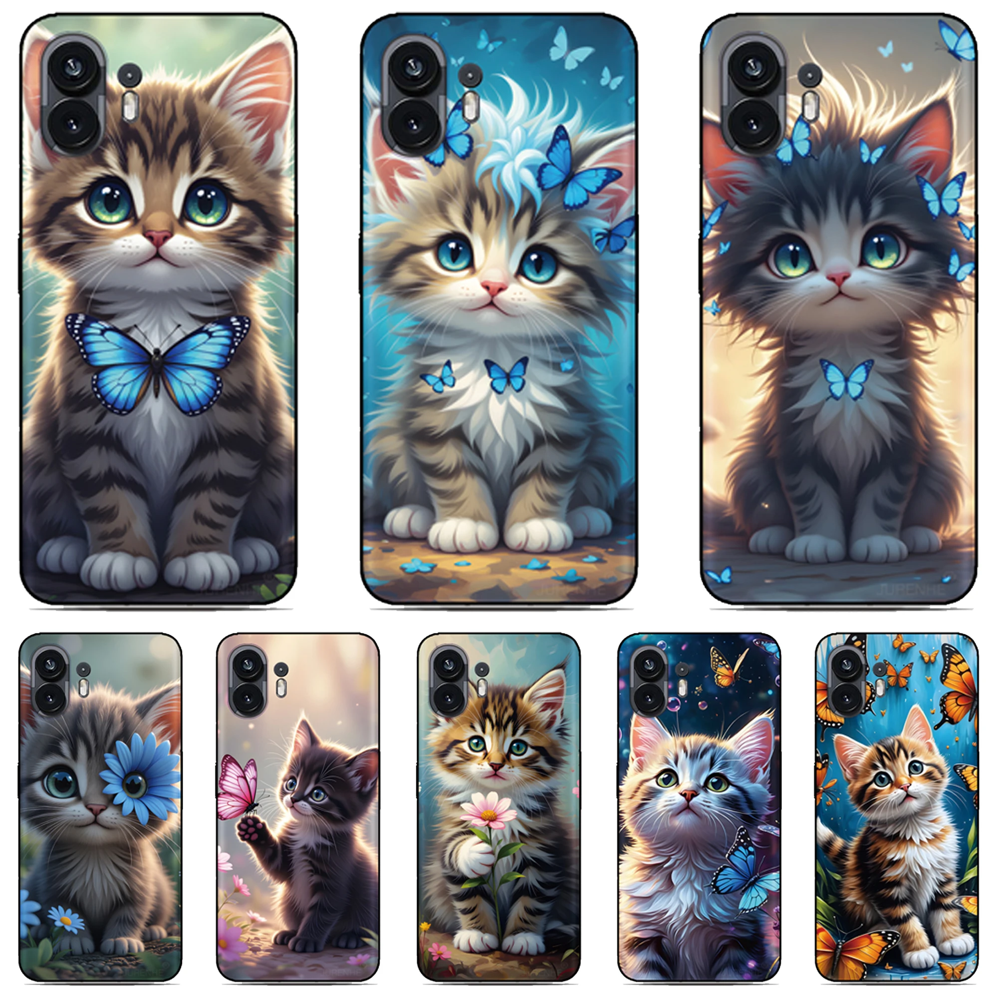 Funda de teléfono con diseño de mariposa y gato para Sharp Aquos R10 R9 R8 R8s Pro R2 R3 Air Zero6 Wish 5 4 Sense 10 9 8 6 6s 3 Lite V6 V7 Plus