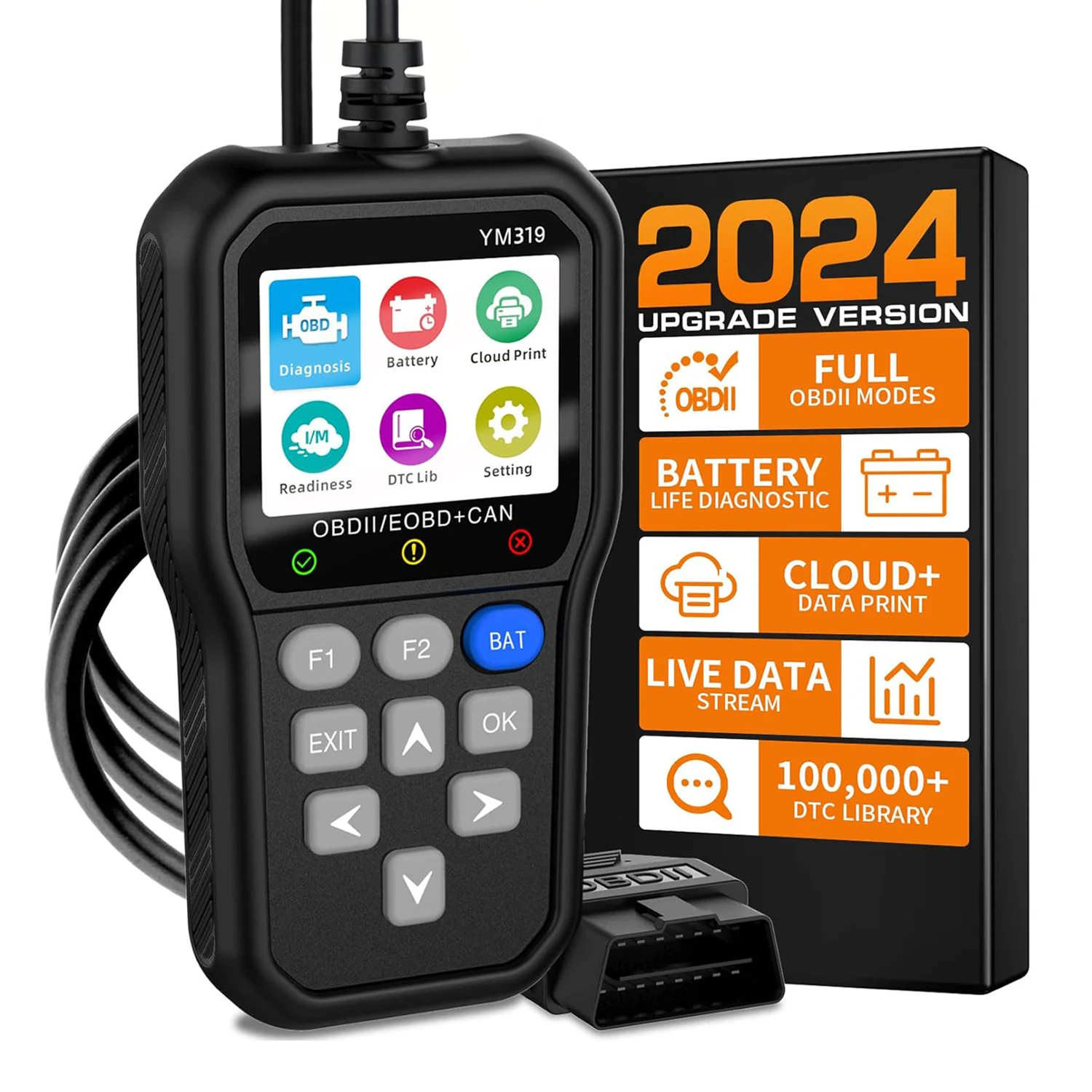 

YM319 OBD2 Scanner Diagnostic Tool Car Engine Fault Code Reader Car Battery Analyzer Oxygen Sensing Tester