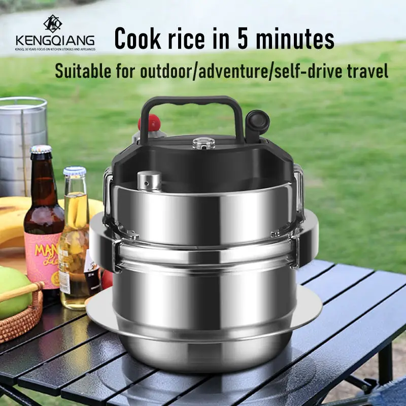 Mini Pressure Cooker 304 Stainless Steel Outdoor Cookware Camping Pressure Cooker Non-Stick For Single Aparement