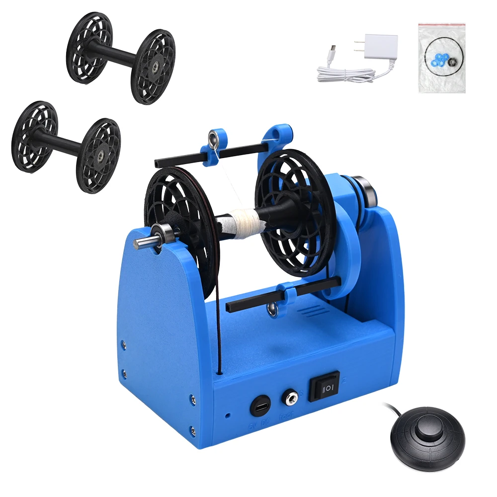 Type-C Portable Spinning Wheel Pedal Control Freehand Wool Yarn Spinner Compact DIY Craft Spinning Machine Powered By Power Bank