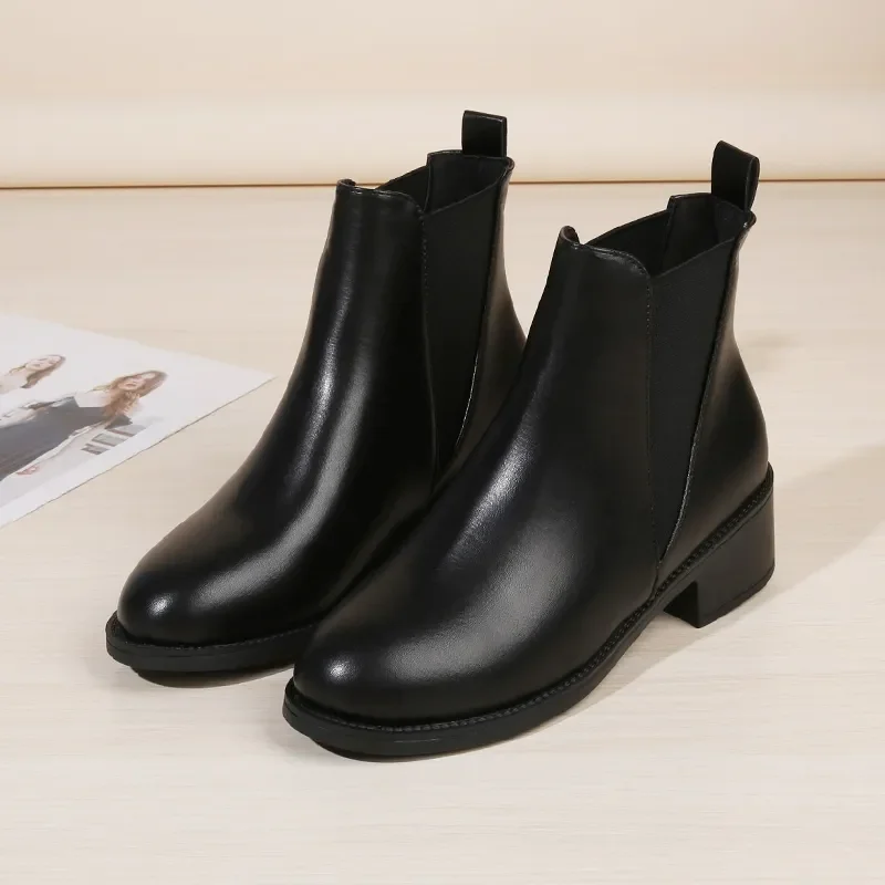 Women Casual Business Party Formal Dress Sexy High Heel Boots Black Cow Leather Shoes Point Toe Ankle Boot Zapatos Fashion 2024