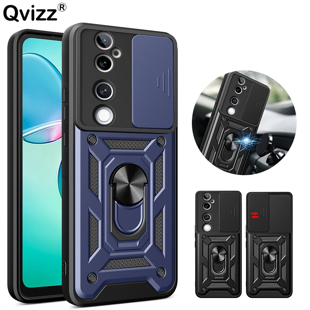 Armor Case for vivo V40 Pro S19 Pro Slide Camera Car Magnetic Ring Holder Hard Phone Cover vivoV40Pro S19Pro V2348 V2347 V2362A