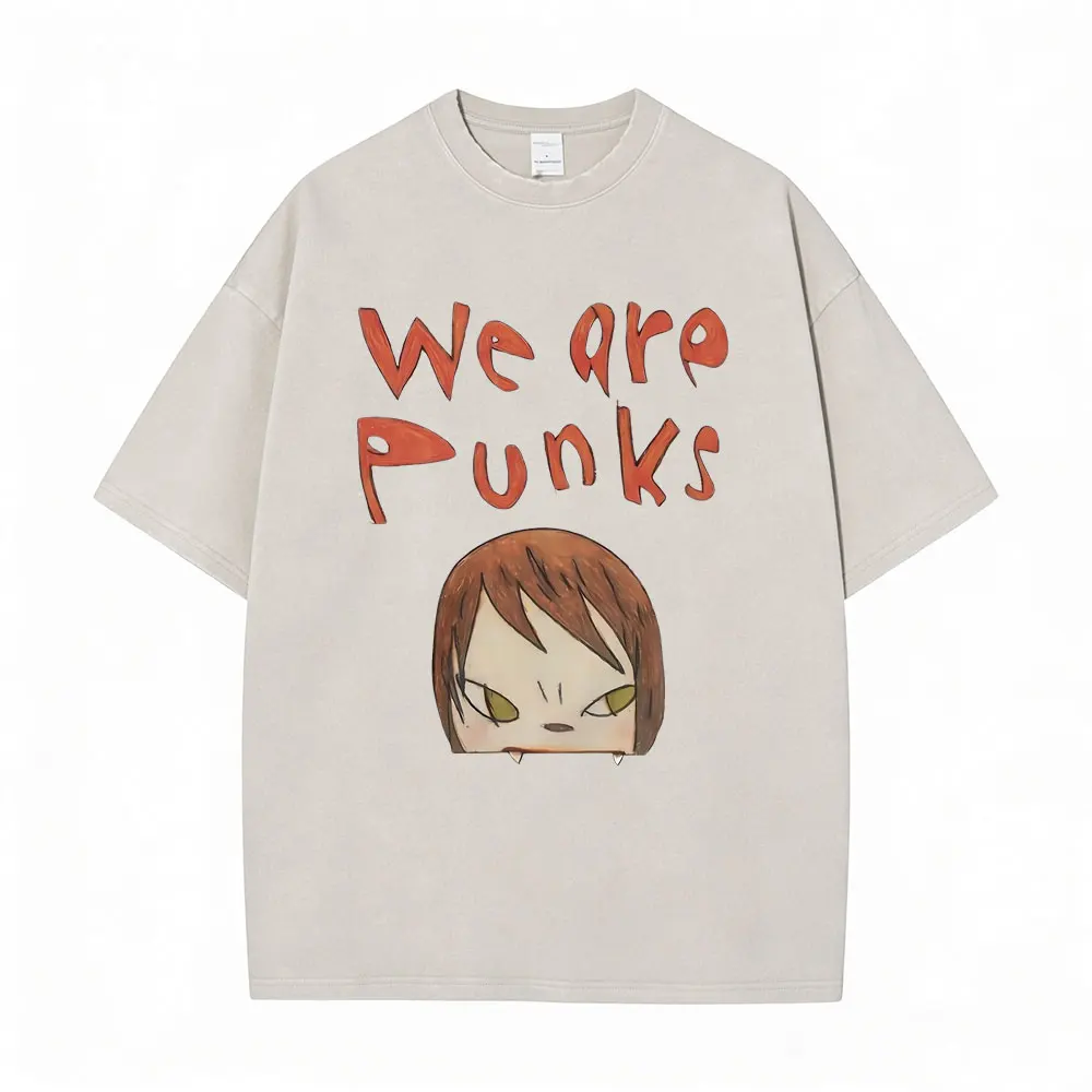 Washed Vintage Yoshitomo Nara Aya Takano Grunge Girl Riding Pink Deer Art Baby Graphic T-shirts Men Women Cartoon Funny T Shirts