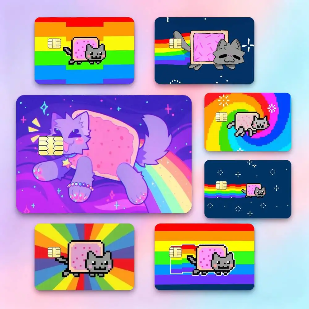 

Pixel-Art Cartoon N-Nyan C-Cat Credit Card HD Stickers Game Card Decal Small Chip Waterproof Sticker Gift