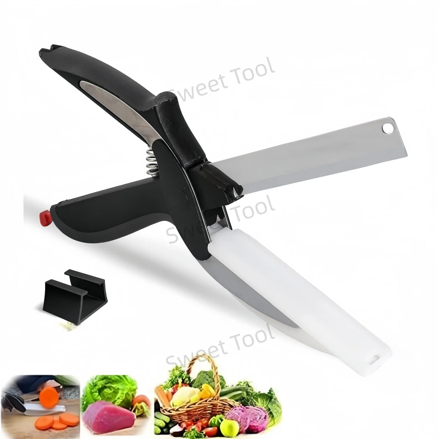 Tijeras de cocina Tijeras para cortar alimentos 2 en 1 con tabla de cortar integrada para verduras, frutas, carne, aves de corral, aptas para lavavajillas