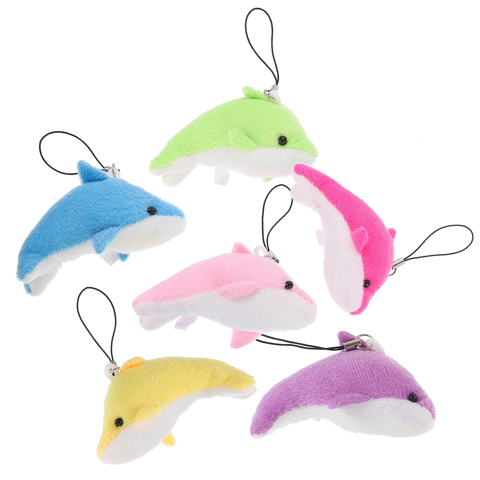 6 buah Dolphin Dolphin boneka hewan Dekorasi jumlah besar kecil liontin Pp katun liontin gantung hewan Mini