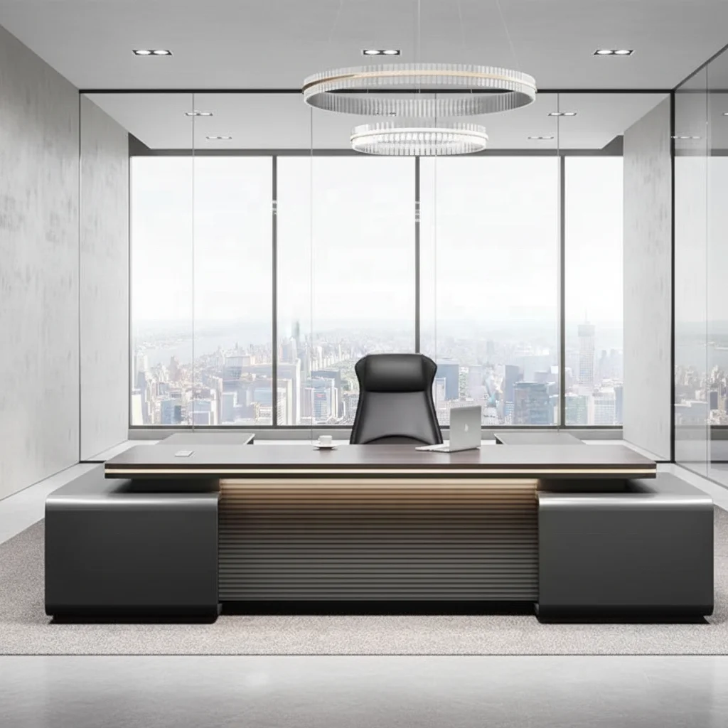 

# Luxury Durable Eco-Friendly Executive Desk Set Modern Minimalist Office Furniture Chair Large Workstation File Drawer Storage