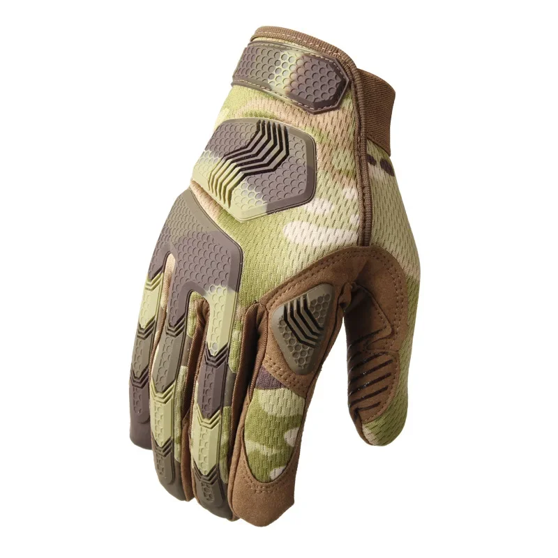 Homens do trabalho tático luvas de dedo completo, Multicam, Anti-Slip, Rip-Stop, Airsoft Mittens, homens militares, camuflagem Shooting Glove