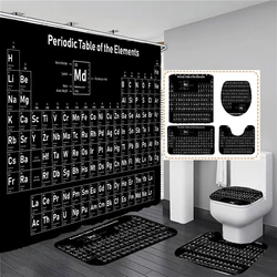 3d Periodic Table of Elements Print Bathroom Curtains Fabric Shower Curtain Set Bath Mats Rugs Toilet Lid Cover Anti-slip Carpet