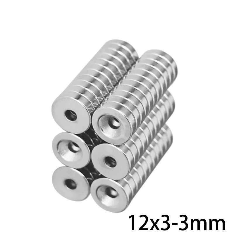 12x3-3mm Round Magnet 12x3 mm Hole 3mm Round Super Strong Magnetic Magnets 12*3-3 mm For Home Refrigerators, Offices DIY 12*3-3