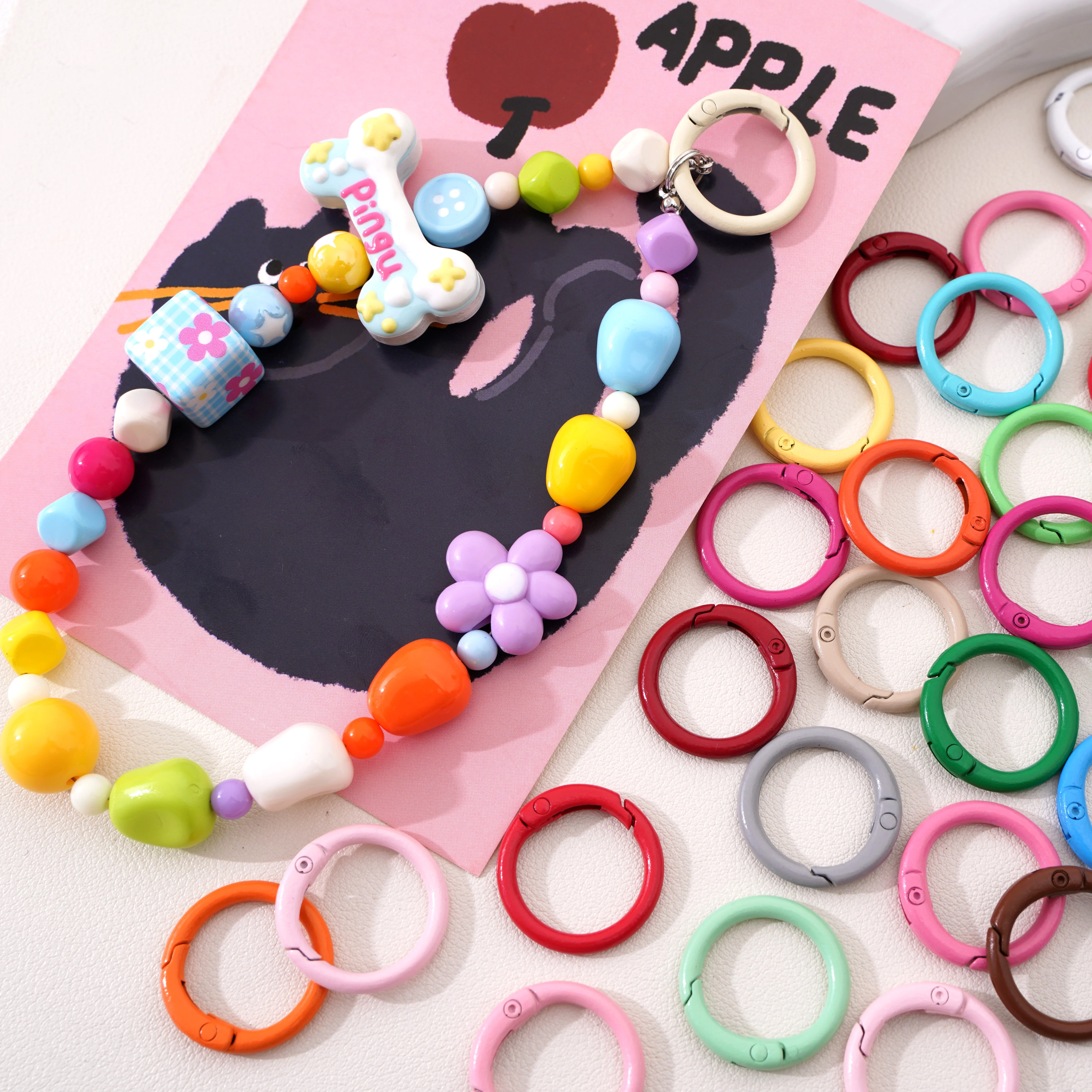 5Pcs Colorful Alloy O Ring Keychain