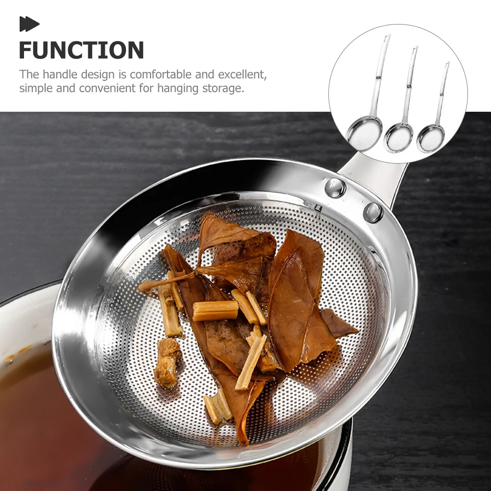 

3pcs 304 Steel Fine Mesh Set Kitchen Sieve Flour Strainer Soup Strainer Baking Gadgets Food Flour Sieve For Baking Filter