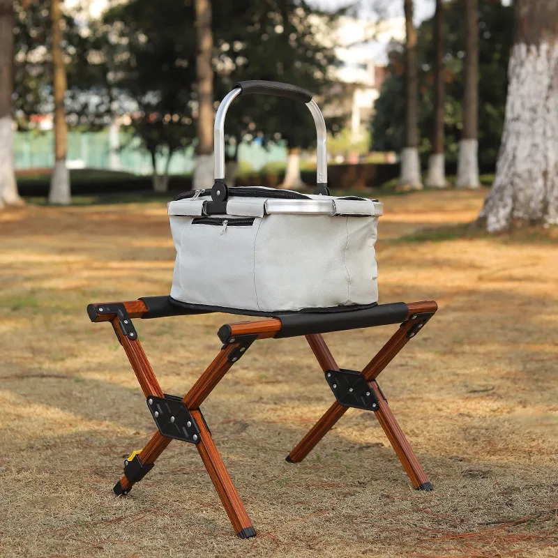 outdoor-wood-grain-ice-bucket-rack-camping-field-simple-water-storage-bucket