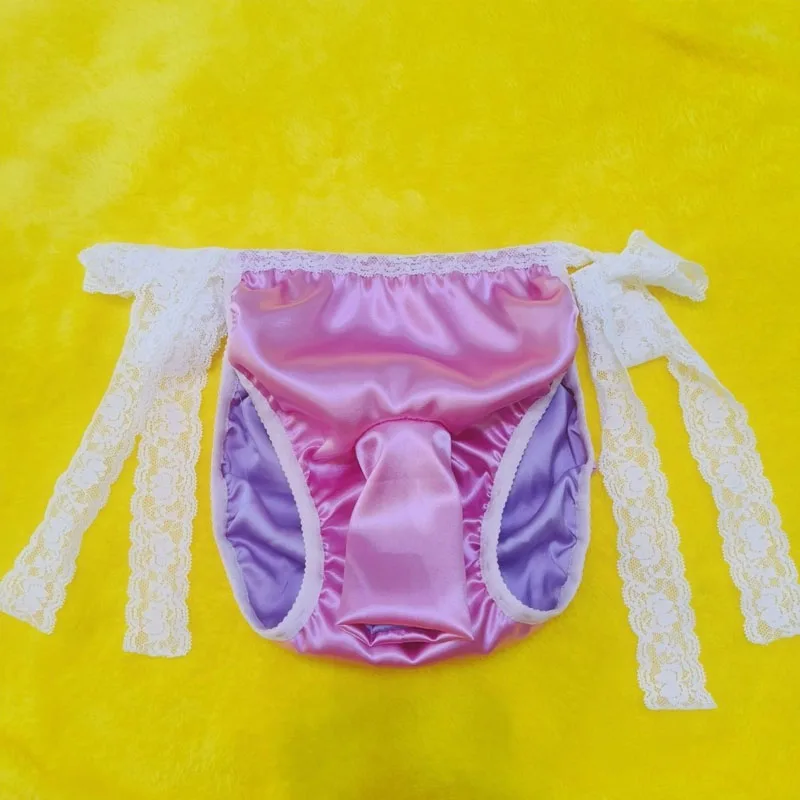 سراويل داخلية ناعمة لامعة للرجال سراويل داخلية حريرية ملمس قابلة للتعديل حزام خصر مثير BF زي FKK عرض حي للرقص حفلة خاصة