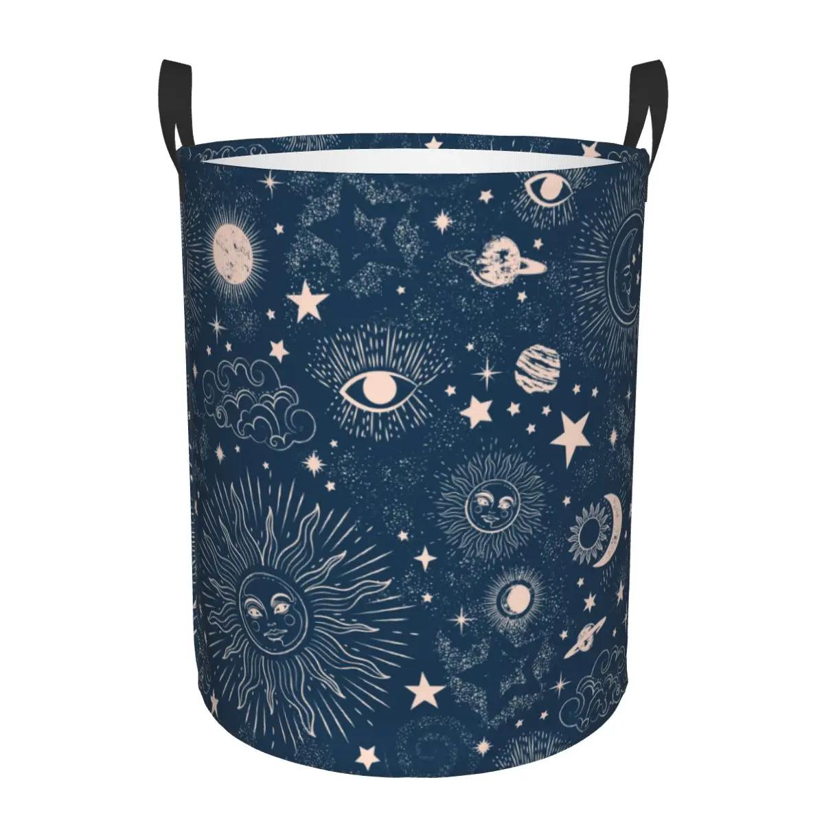 Custom Space Galaxy Constellations Laundry Basket Collapsible Moon Star Sun Baby Hamper for Nursery Toys Organizer Storage Bins