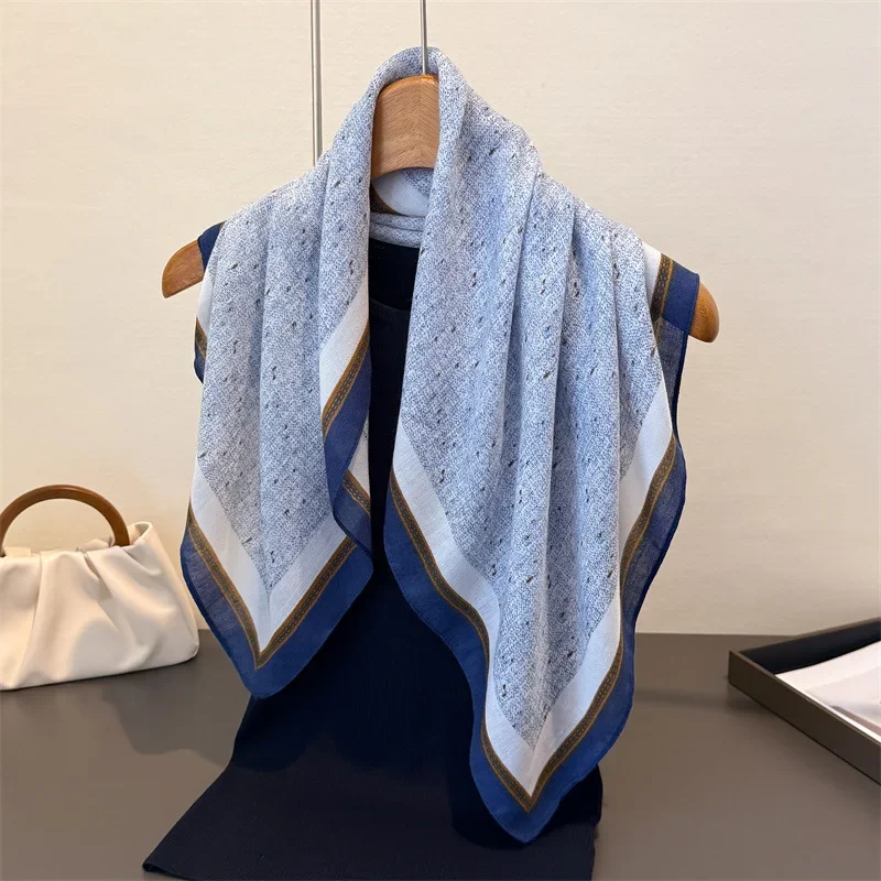 الطازجة الملمس وشاح مربع للنساء القطن الكتان الشعور وشاح للرقبة شال الاعوجاج أنيقة منديل عصابات السيدات الحجاب