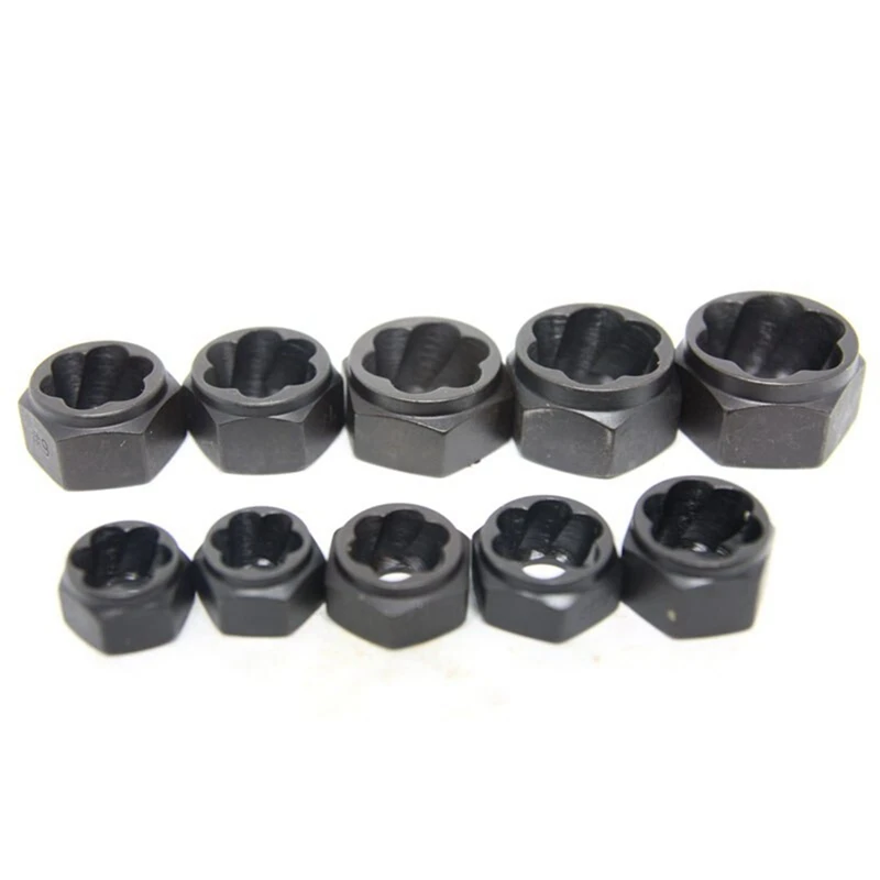 Broken Nut Extractor 10-Piece Set Aluminum Box Broken Wire Bolt Extractor Head Take Hexagon Screw Tool Short Paragraph Reusable