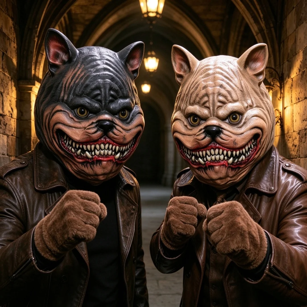 Horror Monster Dog Creature Full Face Mask Creepy Fierce Beast Cat Costume Mask for Halloween Party, Haunted House Escape Room Cosplay Prop, Scary Full Head Mask for Themed Party Decoration