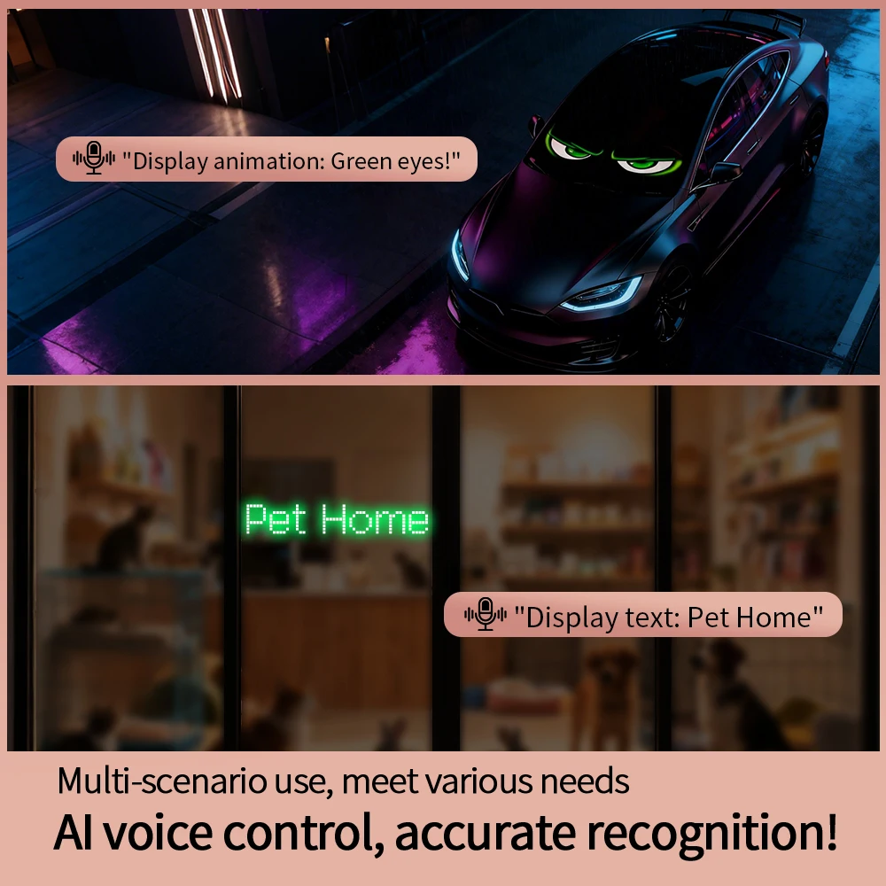 لوحة عرض LED جديدة للسيارة شاشة شفافة مرنة مع تطبيق التحكم الصوتي الذكي AI وتأثير عين الشر الديناميكي لشاحنة SUV #4