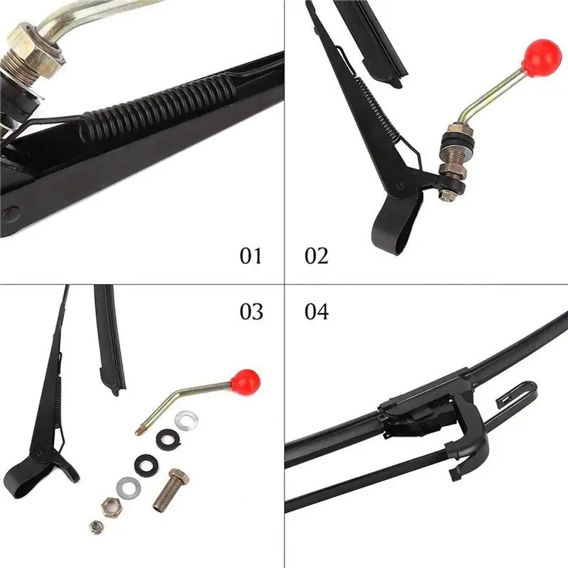 A48P-2 Set 350X400MM Manual UTV Windshield Wiper 15.7 Inch Wiper Kit For Polaris Ranger RZR 800 900 Can Am Kawasaki Honda