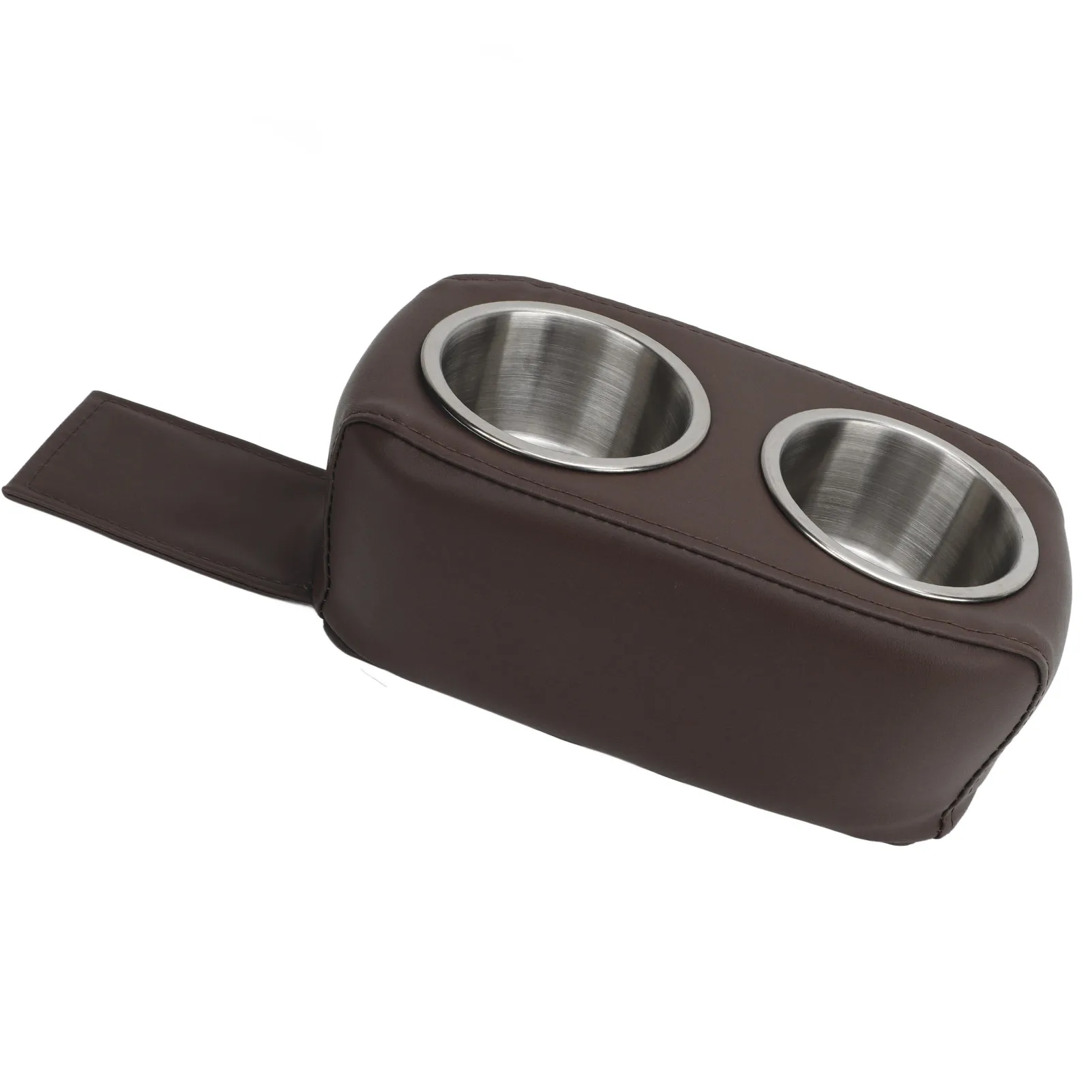 

Pontoon Cup Holder - Double Stainless Steel, Portable Drink Bottle Holder, Brown - for RV Yacht Boat Car - Cup Holder Accessory