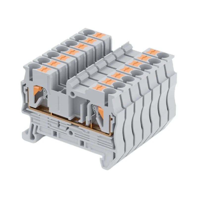 20Pcs PT2.5 DIN Rail Modular Terminal Block, Push-In Type With Flame Retardant Housing & Copper Parts