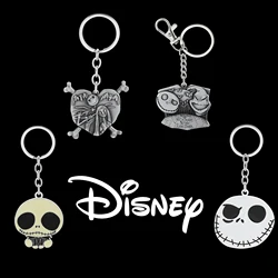 Disney Anime Movie The Nightmare Before Christmas Metal Nameplate Keychain Jack Skellington Keyrings for Backpack Accessories